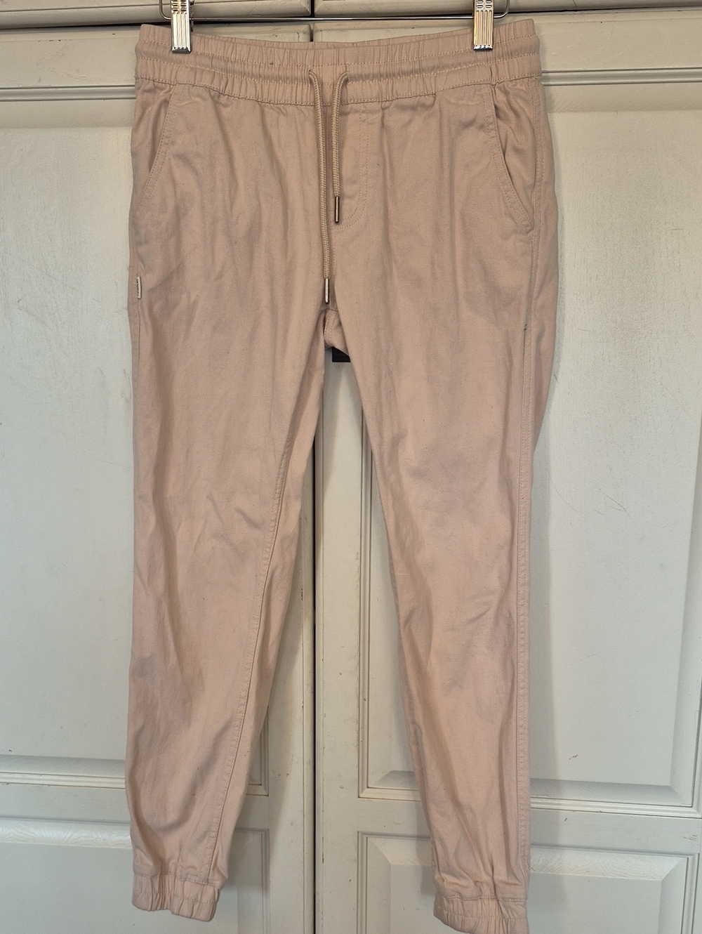 Men's Drawstring Jogger Pants in Light Beige